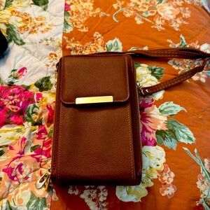 Cute brown Boho crossbody purse faux leather phone holder bag